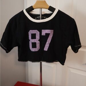 Aeropostale Black and White Crop Boyfriend Tee